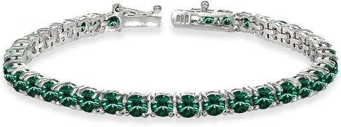 Sterling Silver 4mm Round-cut Classic Bracelet Made with European Crystals in Kuwait