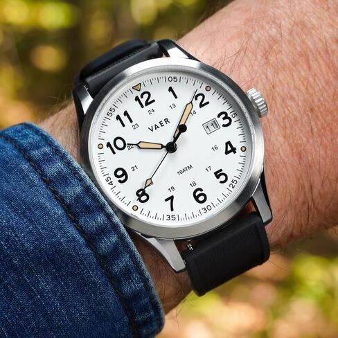 Vaer Men’s Field Watch, Quartz Movement for Accurate Timing, Scratch Resistant Sapphire Crystal, Locking Screw-Down Crown, Iconic Replica of The A-11 Military Watch for Men of WW2 in Saudi Arabia