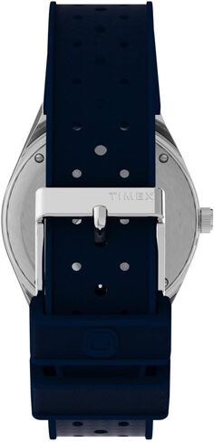Timex Men's Q 38mm Watch - Blue Dial Stainless Steel Case Blue Rubber Strap in Kuwait