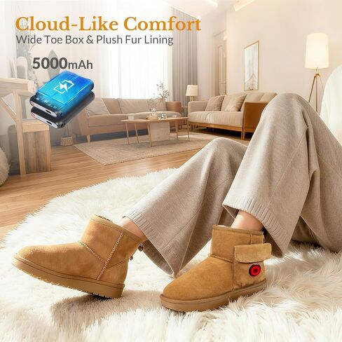 Heated Boots, Heating Foot Warmer Shoes for Women, Non-Slip Winter Snow Boot with 5000mAh Rechargeable Battery, Breathable Electric Heat House Slippers for Men Unisex Indoor Outdoor Feet Warm in Saudi Arabia