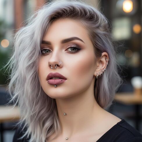 32 Pcs Horseshoe Septum Nose Lip Rings Labret Jewelry Barbell Ring Snake Bite Spike Piercing Stud Stainless Steel Vertical Helix Earring Daith Tragus Cartilage Studs for Women Men, 16G in Saudi Arabia