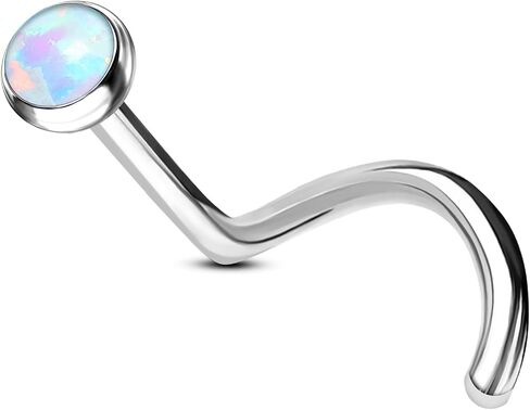 Opal Titanium Nose Rings Stud, 18G Nose Screw Ring, Surgical Steel Nose Nostrial Piercing Jewelry in Kuwait