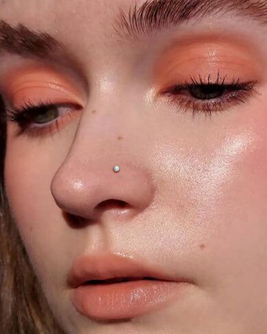 Opal Titanium Nose Rings Stud, 18G Nose Screw Ring, Surgical Steel Nose Nostrial Piercing Jewelry in Kuwait