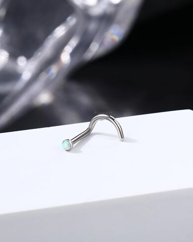 Opal Titanium Nose Rings Stud, 18G Nose Screw Ring, Surgical Steel Nose Nostrial Piercing Jewelry in Kuwait