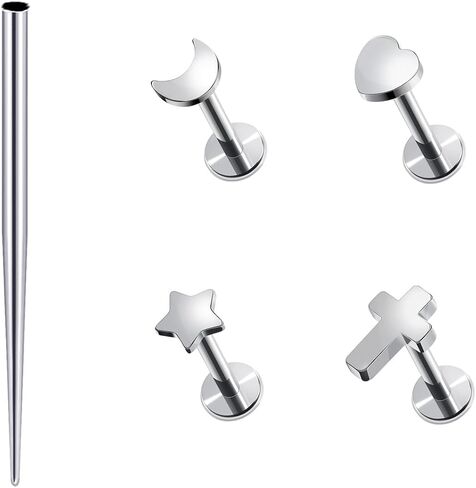 16G G23 Titanium Lip Ring Lip Studs Labret Rings Flat Back Cartilage Helix Tragus Nose Piercing Earring Studs with Internally Threaded Pin Insertion Pin for Women Men in Saudi Arabia