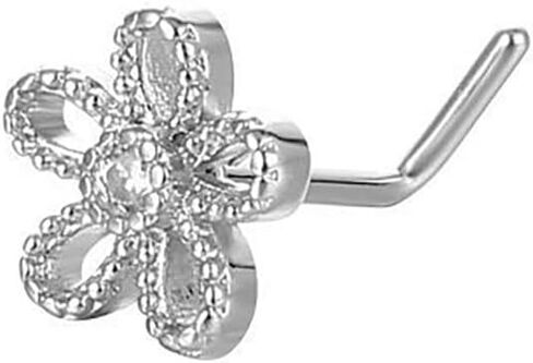 20G Stainless Steel Flower Nose Studs Rings Simple Silver Daisy Flower L-Shaped Nose Ring Dainty Nose Piercing Jewelry in Kuwait