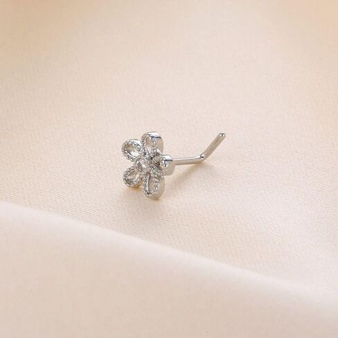 20G Stainless Steel Flower Nose Studs Rings Simple Silver Daisy Flower L-Shaped Nose Ring Dainty Nose Piercing Jewelry in Kuwait
