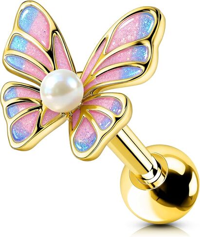 OUFER Body Piercing Butterfly Helix Earrings for Women 16G Internally Thread Cartilage Earring Studs 6MM 316L Stainless Steel Cartilage Conch Tragus Piercing Jewelry Helix Piercing Jewelry in Saudi Arabia