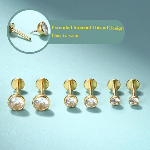 Flat Back Earrings Stud : 14K Gold Filled Titanium Surgical Steel Earrings Hypoallergenic Piercing Taper Ball Grabber Tool for Changing Jewelry in Kuwait