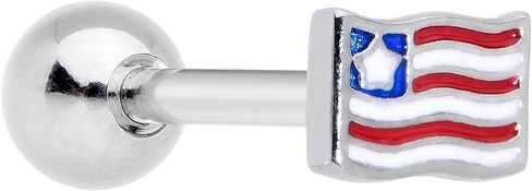 Body Candy Cartilage Earring 16G Womens 316L Steel Flag Mens Straight Barbell Helix Stud 1/4" in Kuwait