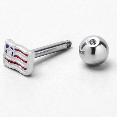 Body Candy Cartilage Earring 16G Womens 316L Steel Flag Mens Straight Barbell Helix Stud 1/4" in Kuwait