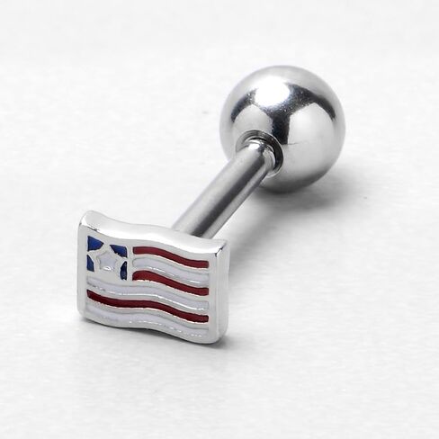 Body Candy Cartilage Earring 16G Womens 316L Steel Flag Mens Straight Barbell Helix Stud 1/4" in Kuwait
