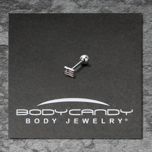 Body Candy Cartilage Earring 16G Womens 316L Steel Flag Mens Straight Barbell Helix Stud 1/4" in Kuwait