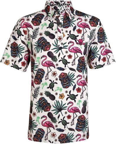 Aloha Cool-Stretch Men's Hawaiian Golf Shirt (Tiki) in Saudi Arabia