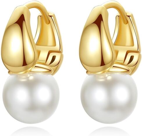 14K Gold Pearl Earrings for Women, Elegant Pearl Jewelry, Premium Gold Earrings for Gifts in Saudi Arabia