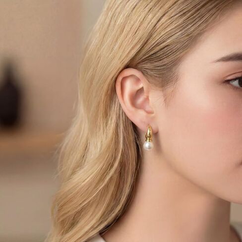 14K Gold Pearl Earrings for Women, Elegant Pearl Jewelry, Premium Gold Earrings for Gifts in Saudi Arabia