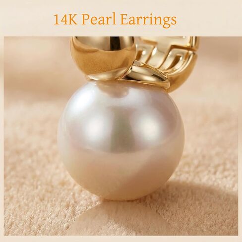 14K Gold Pearl Earrings for Women, Elegant Pearl Jewelry, Premium Gold Earrings for Gifts in Saudi Arabia