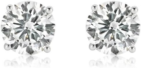 14K Gold Lab Created Diamond Stud Earrings for Women – Round Brilliant Cut Diamond 4 Prong Basket Setting, Push Back Safety Stud Earrings, F-G Color SI Clarity Fine Jewelry Gift in Saudi Arabia