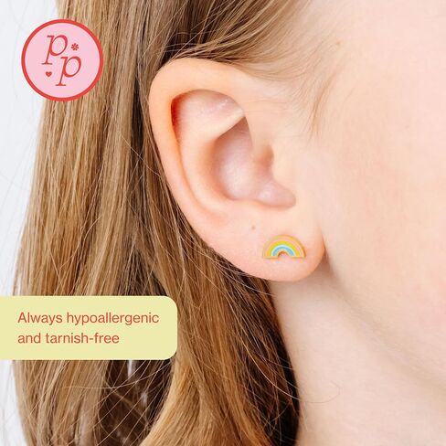 Pastel Rainbow Jewelry - Gold, hypoallergenic, flat back earring, all-day comfort for sensitive ears in Kuwait