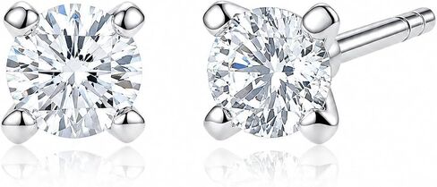 Lab Grown Diamond Stud Earrings S925 Sterling Silver Round Solitaire D Color VVS Clarity 3EX Cut Classic 4-Prong Push Back Earrings for Women in Saudi Arabia
