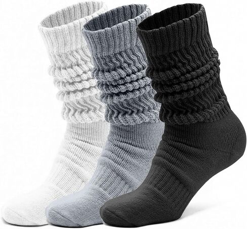 AMELLE Women Slouch Socks 3-Pack -Retro Scrunch Socks, Breathable & Stretchy Everyday Casual Socks in Saudi Arabia