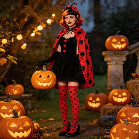 Utaly Halloween جوارب الفخذ العليا للنساء والفتيات مخططة على شكل يقطين فوق الركبة، جوارب كوسبلاي، الحفلات، إكسسوار أزياء in Saudi Arabia