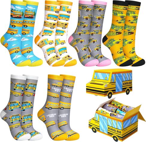 Shyyween 6 Pairs School Bus Driver Appreciation Gifts Socks Bulk Bus Drivers Essentials Crew One Size Socks Thank My Driver Gifts for Men Women Adults Birthday Retirement Accessories Party Supplies in Kuwait