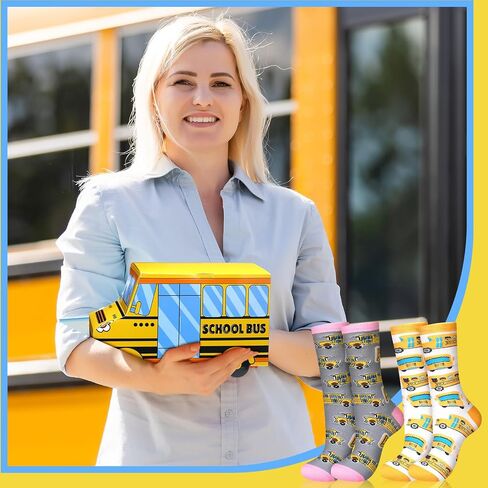 Shyyween 6 Pairs School Bus Driver Appreciation Gifts Socks Bulk Bus Drivers Essentials Crew One Size Socks Thank My Driver Gifts for Men Women Adults Birthday Retirement Accessories Party Supplies in Kuwait