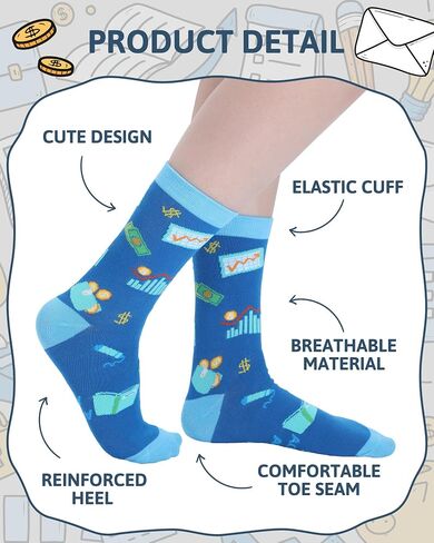 Berlune 6 Pairs Novelty Accountant Socks for Women Men Funny Cpa Accounting Gifts for Coworkers Auditors Tax Professionals Finance Lovers in Kuwait