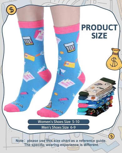 Berlune 6 Pairs Novelty Accountant Socks for Women Men Funny Cpa Accounting Gifts for Coworkers Auditors Tax Professionals Finance Lovers in Kuwait