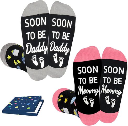 Expecting Parents Gifts, 2 Pairs Daddy Mommy Socks, New Parents Gifts, Mothers Day Fathers Day Present in Kuwait