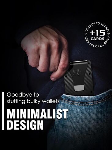 Tactical Carbon Fiber Money Clip Wallet for Men – Slim RFID Blocking Minimalist Wallet, Front Pocket Credit Card Holder, Rugged Metal EDC Wallet in Saudi Arabia