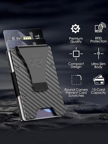 Tactical Carbon Fiber Money Clip Wallet for Men – Slim RFID Blocking Minimalist Wallet, Front Pocket Credit Card Holder, Rugged Metal EDC Wallet in Saudi Arabia