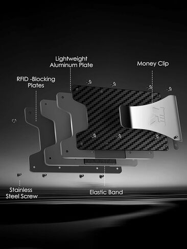 Tactical Carbon Fiber Money Clip Wallet for Men – Slim RFID Blocking Minimalist Wallet, Front Pocket Credit Card Holder, Rugged Metal EDC Wallet in Saudi Arabia