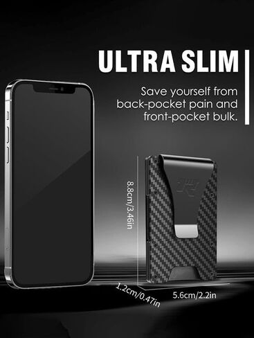 Tactical Carbon Fiber Money Clip Wallet for Men – Slim RFID Blocking Minimalist Wallet, Front Pocket Credit Card Holder, Rugged Metal EDC Wallet in Saudi Arabia