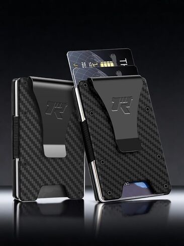Tactical Carbon Fiber Money Clip Wallet for Men – Slim RFID Blocking Minimalist Wallet, Front Pocket Credit Card Holder, Rugged Metal EDC Wallet in Saudi Arabia