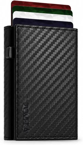 Premium Pop-Up Wallet for Men, RFID Blocking Microfiber Leather Slim Trifold Wallet, Minimalist Front Pocket EDC Card Holder Fits 7-9 Cards with ID Window & Cash Slot in Kuwait