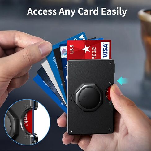 Wallet for Men - Air Tags Metal Wallet Work with Apple Find My(iOS Only), Mens Wallet with Removable Money Clip, RFID Blocking Credit Card Holders, Slim Wallet Tracker(Air Tags included) in Saudi Arabia