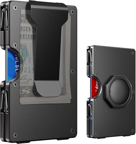 Wallet for Men - Air Tags Metal Wallet Work with Apple Find My(iOS Only), Mens Wallet with Removable Money Clip, RFID Blocking Credit Card Holders, Slim Wallet Tracker(Air Tags included) in Kuwait
