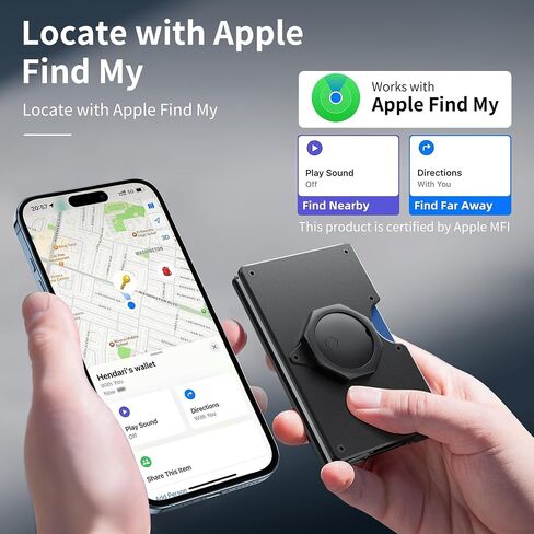 Wallet for Men - Air Tags Metal Wallet Work with Apple Find My(iOS Only), Mens Wallet with Removable Money Clip, RFID Blocking Credit Card Holders, Slim Wallet Tracker(Air Tags included) in Kuwait