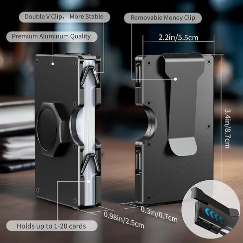 Wallet for Men - Air Tags Metal Wallet Work with Apple Find My(iOS Only), Mens Wallet with Removable Money Clip, RFID Blocking Credit Card Holders, Slim Wallet Tracker(Air Tags included) in Kuwait