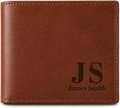 Custom Leather Wallet for Men, Personalized Engraved Wallet with Name and Inside Message, Monogram Bifold Wallet, Gift for Dad Husband Boyfriend in Kuwait