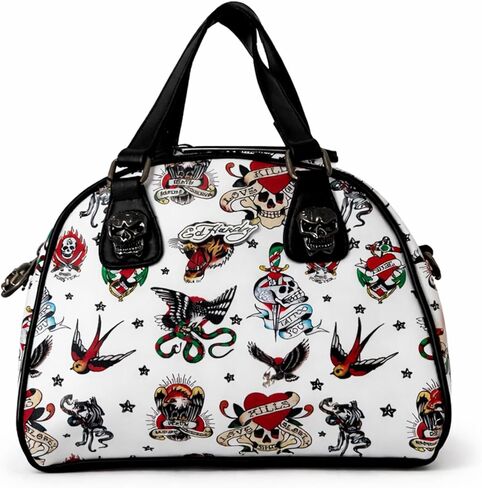 ED HARDY Tattoo Satchel Crossbody Shoulder Bag, 8" L x 7" H x 3.5" D in Kuwait