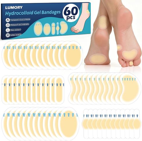 60pcs Hydrocolloid Blister Bandages – 5 Shapes Gel Blister Bandages for Feet, Waterproof Blister Pads for Feet, Toe, Heel, Blister Prevention & Recovery in Saudi Arabia
