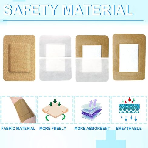 60pcs 3 x 4 Inch Flexible Adhesive Bandages Breathable Large Size Bulk Fabric Sterile Bandage for First Aid Skin Wound Protection Care in Saudi Arabia