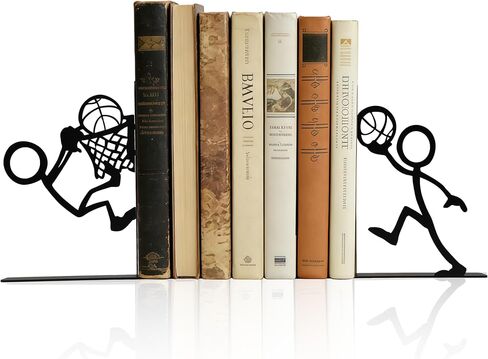 Set of 2 Black Golf Metal Decorative Bookends, Unique Fun Book Ends for Novel Magazine Folder, Gifts for Golfs Lovers, Men, Father Bookshelf Decorative Accessories for Home Office in Saudi Arabia