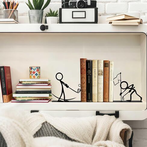 Set of 2 Black Golf Metal Decorative Bookends, Unique Fun Book Ends for Novel Magazine Folder, Gifts for Golfs Lovers, Men, Father Bookshelf Decorative Accessories for Home Office in Kuwait