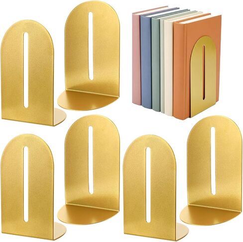 6 قطع من مساند الكتب المعدنية الذهبية العتيقة للأرفف لحمل الكتب لتزيين المكتب ومنظم رفوف الكتب الصغيرة وسدادة تصميم بسيط للمكتب المنزلي (5.5 * 3.75 * 2.25 بوصة) in Kuwait