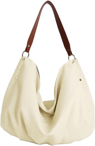 Large Canvas Hobo Bags Women Slouchy Crescent Crossbody Shoulder Bag Retro Underarm Satchel Purse Work Travel Tote Handbag in Kuwait