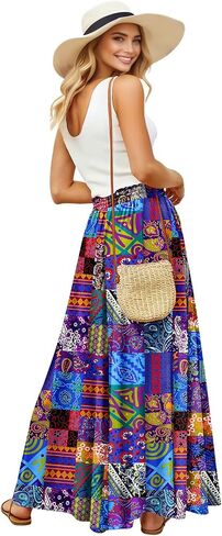 YESNO Women Wide Leg Palazzo Pants Summer Flowy Floral Casual Culottes High Waisted Lounge Beach Trouser with Pocket PBl in Kuwait